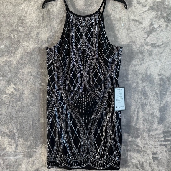 Speechless Dress Juniors 15 Black Silver Glitter Halter Bodycon NWT Holiday NYE - Picture 6 of 16